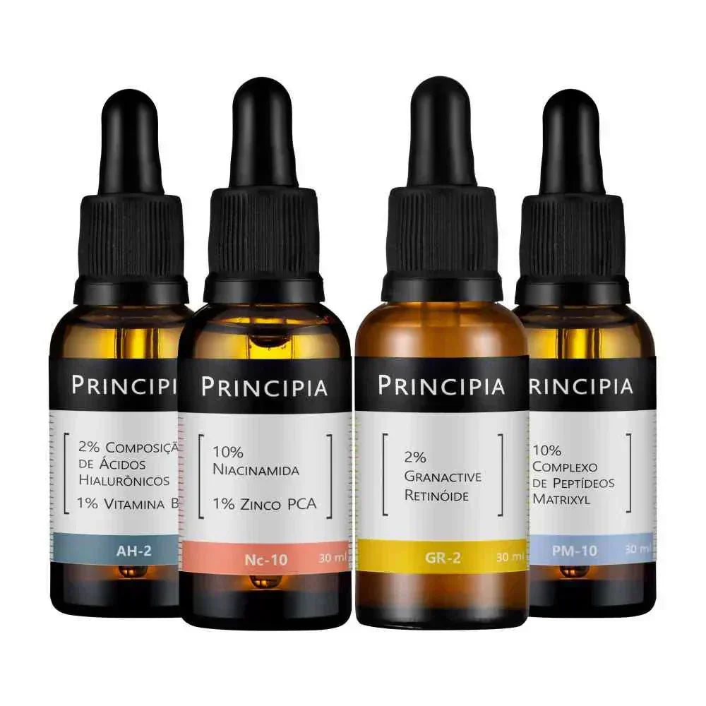 Kit 4 Séruns Principia Niacinamida + Hialurônicos + Peptídeos + Retinóide