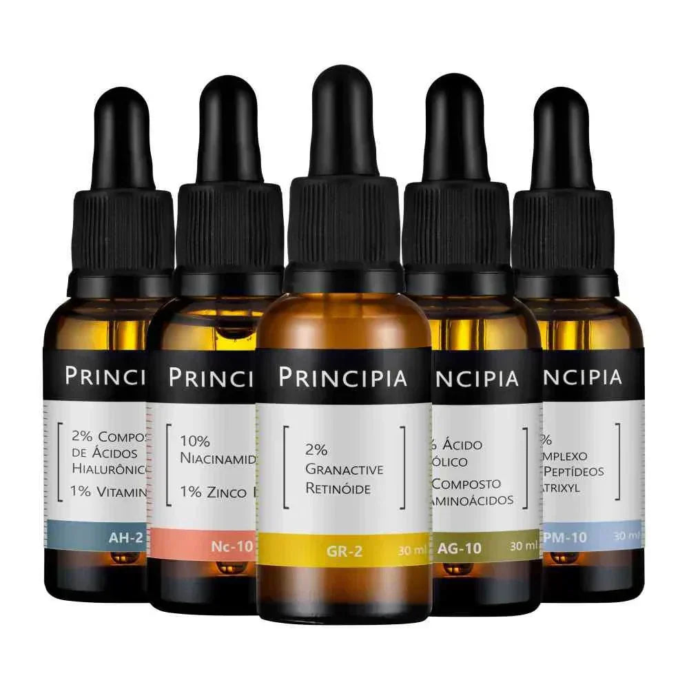 Kit 5 Séruns Principia Niacinamida + Hialurônicos + Peptídeos + Glicólico + Retinóide