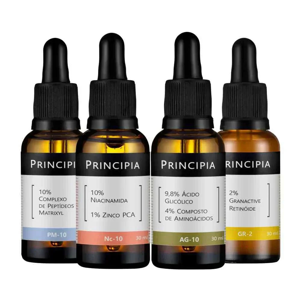 Kit 4 Séruns Principia Niacinamida + Peptídeos + Glicólico + Retinóide